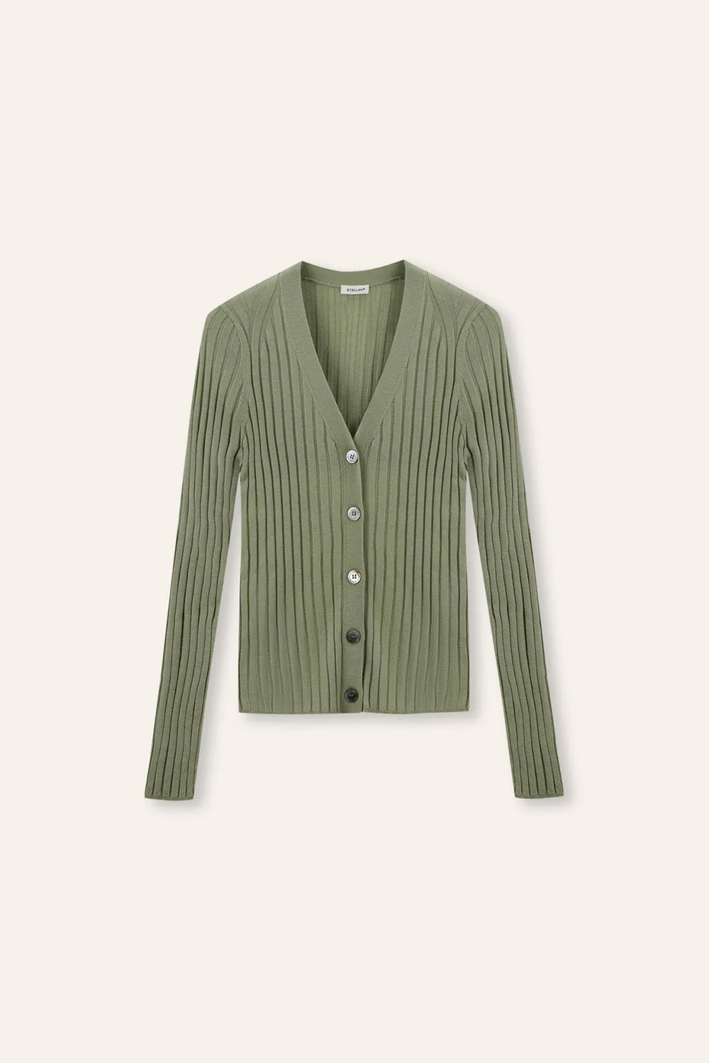 WENDY merino wool slim-fit cardigan (Green)