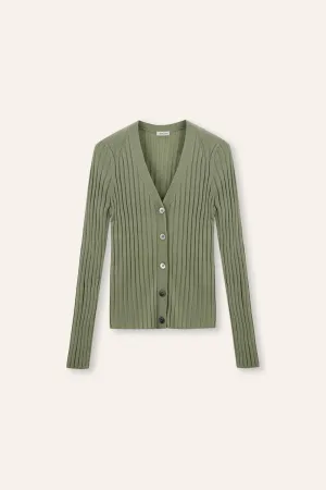 WENDY merino wool slim-fit cardigan (Green)