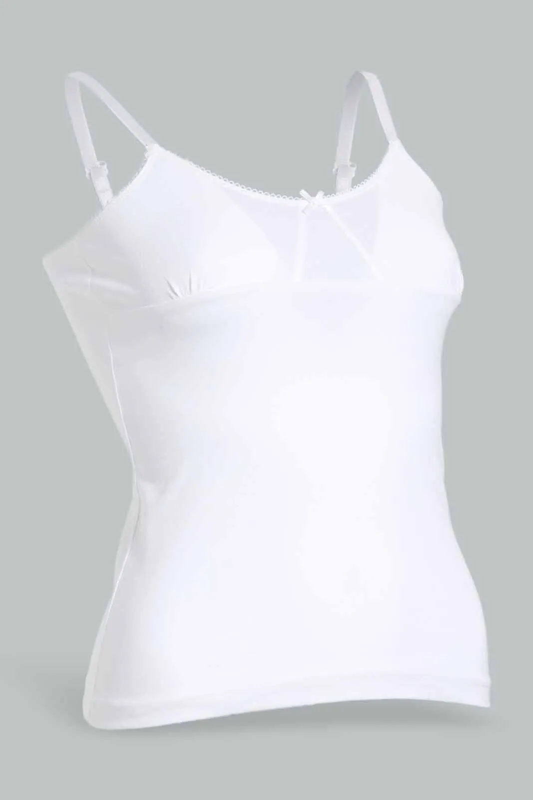 White Basic Vest For Senior Girls (Pack of 2)