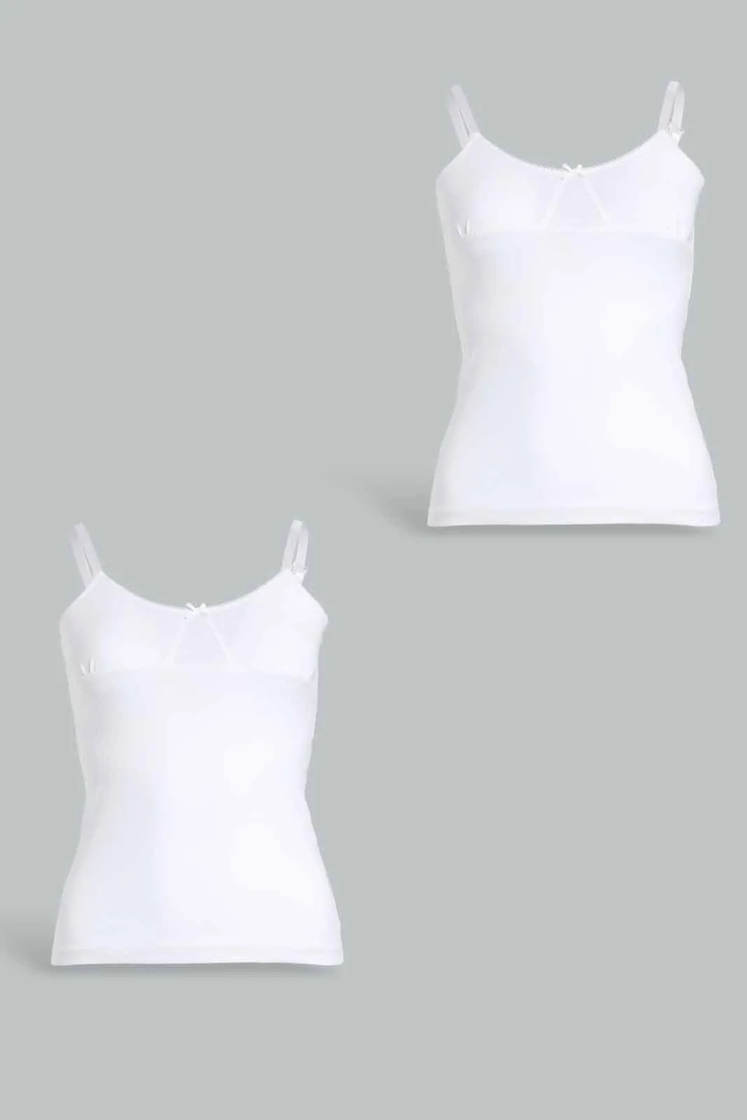 White Basic Vest For Senior Girls (Pack of 2)