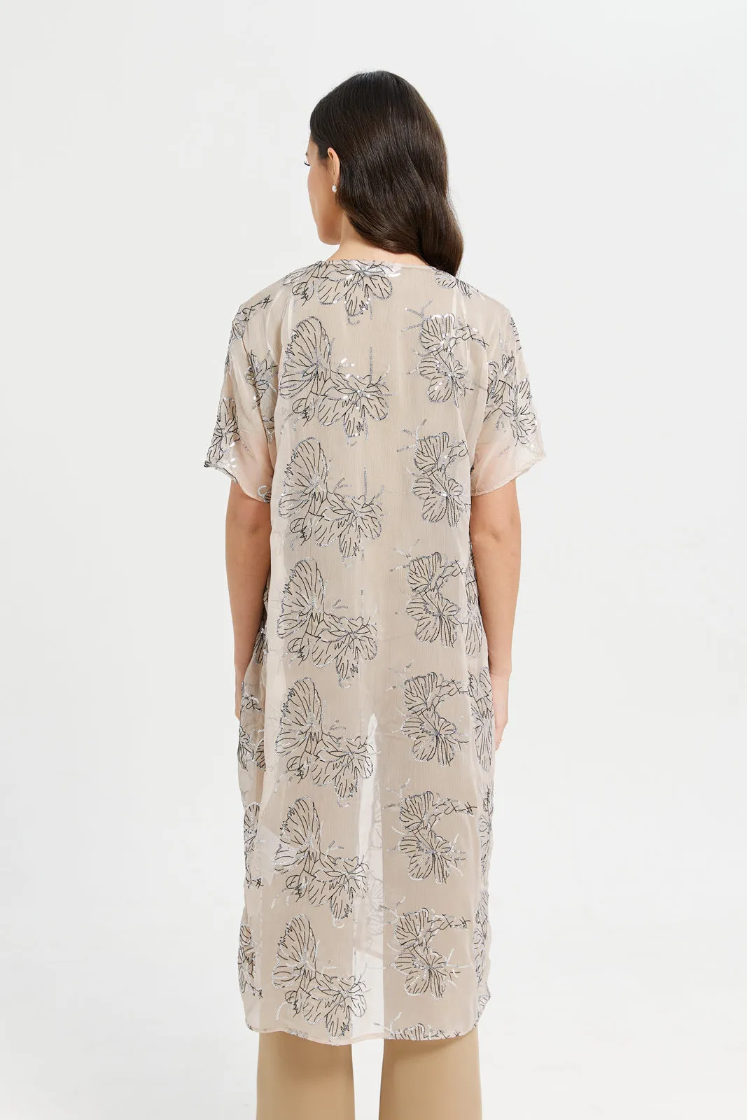 Woman Beige Printed Dress