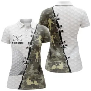 Women Golf Polo Shirts Custom Name Camouflage Golf Shirts, Team Golf Tops For Ladies