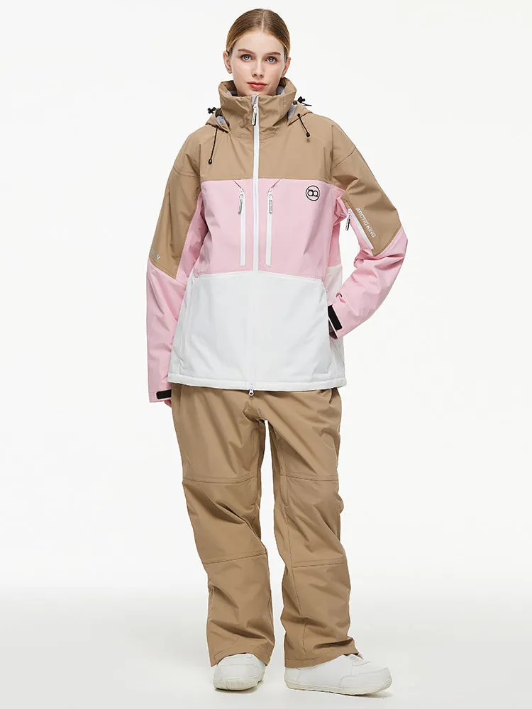 Women's Arctic Queen Mountain Windbreaker Thermal Snow Suits with Overalls Bibs