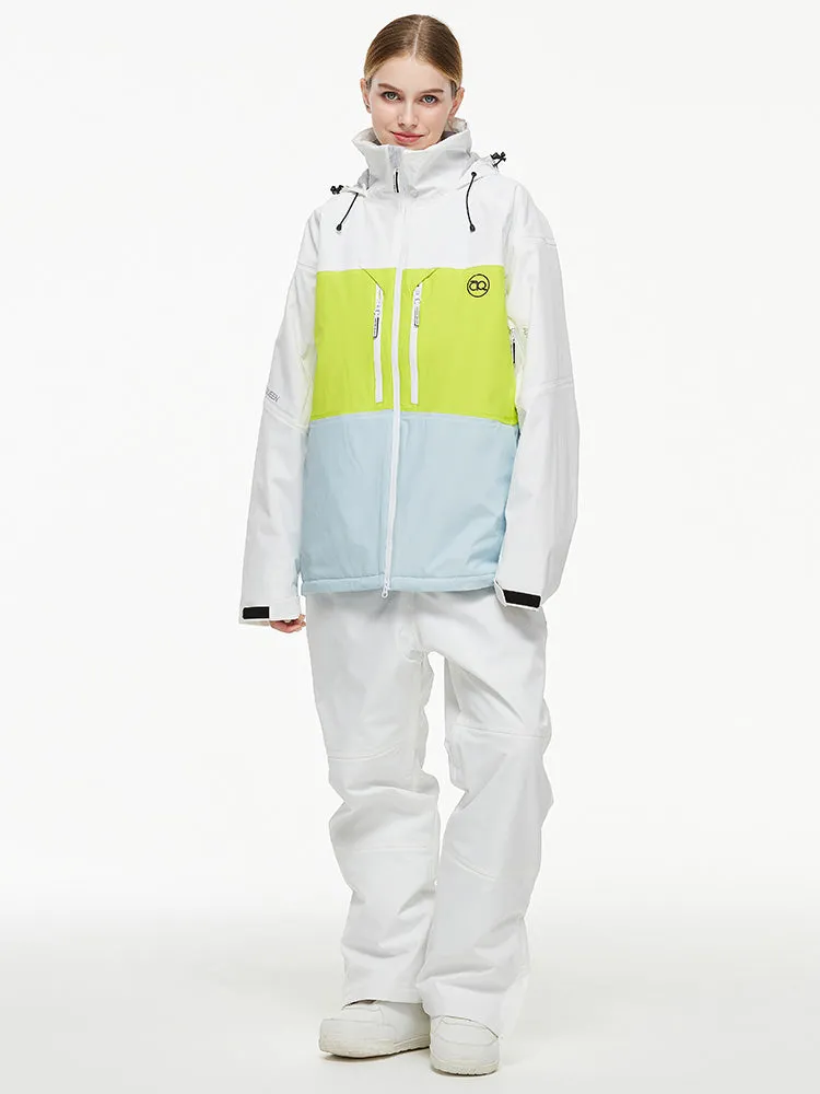 Women's Arctic Queen Mountain Windbreaker Thermal Snow Suits with Overalls Bibs