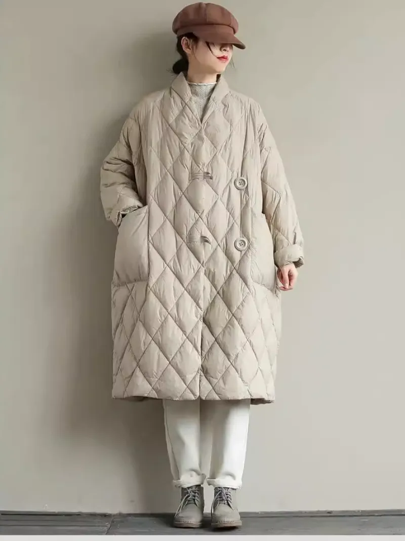 Women's Mid-Length Casual Versatile Stand-up Collar Warm Coat