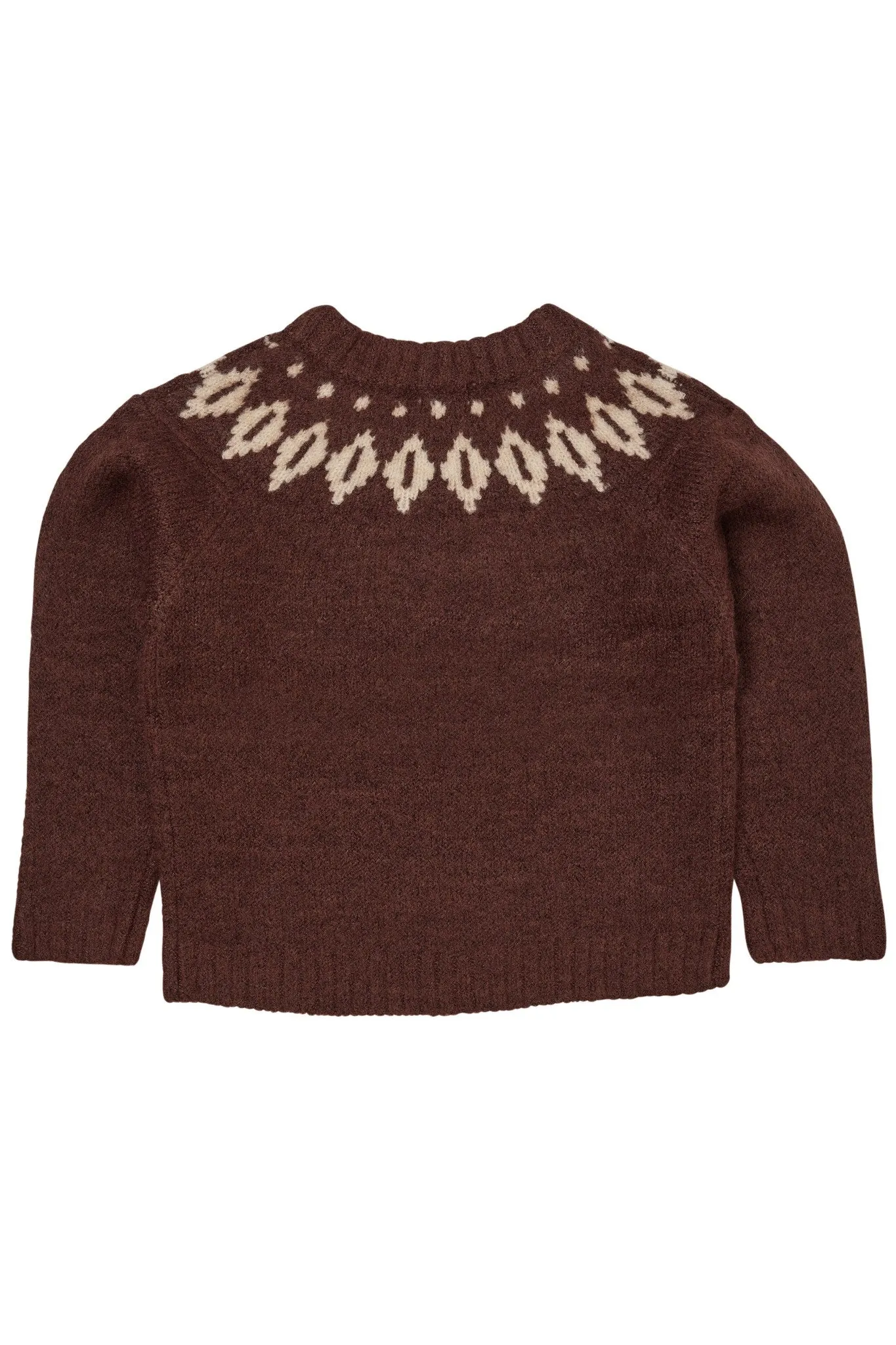 WOOL ICELAND BLOUSE - DK BROWN/CREAM COMBI